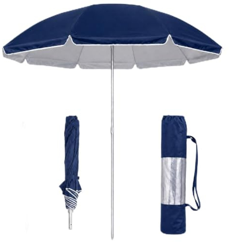 Pincho Sombrilla Playa Mochila Plegable 210CM UV50+, Ultraligera 1,5kg, Ideal para Moto, Bicicleta y Camping, Parasol Resistente al Viento con Varillas de Fibra de vidrio y Bolsa de Transporte