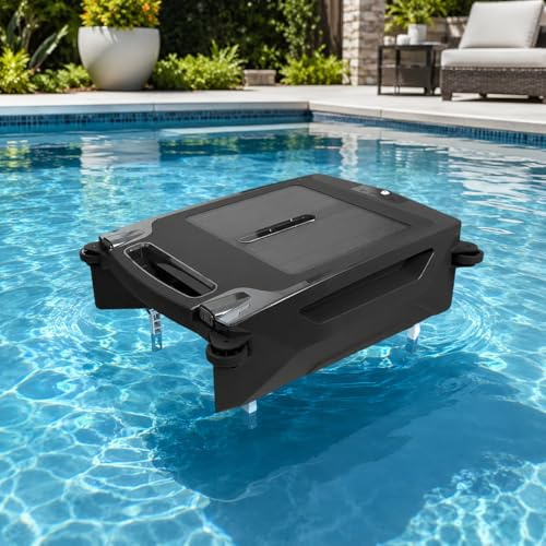adeproptitysed Solar Pool Skimmer Robot, Cordless Robotic Pool Cleaner with Dual Motors & Solar Charging, Automatic Pool Vacuum Cleaner with 2 Cleaning Modes for Swimming Pool, Pond & Spa