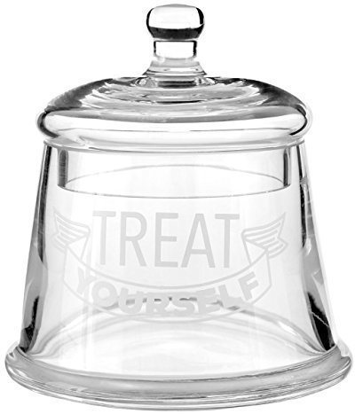 Premier Housewares Storage Jar Bell Shaped Glass Jars Clear Glass Storage Jars With Lids Ribbon Graphic Coffee Jar 12 X 12 X 19 Cm