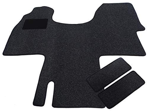 Mertex Automatte Autoteppich Premium anthrazit meliert 67663-P-A (schwarz, Fahrerhausteppich mit 2 Einstiegsmatten)