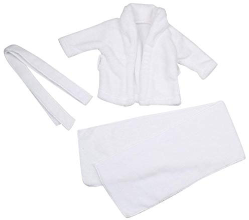 Zerodis Baby Bademantel Handtuch Set Weiß Weiche Baumwolle Fotografie Requisiten Kostüm Kinder Bad Swaddle Foto Kleidung Zubehör(3-6 Monate)