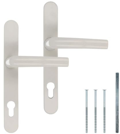 Premium Drückergarnitur DHS 92mm - Schildbreite 32mm, Farbe:Creme RAL 9001, Griffart:Griff-Griff