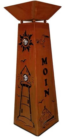 Gartendeko Fockbek Säule und Schale Leuchtturm/MOIN Höhe ca. 115cm Pflanzsäule Edelrost Dekosäule Rostsäule (beleuchtbar)