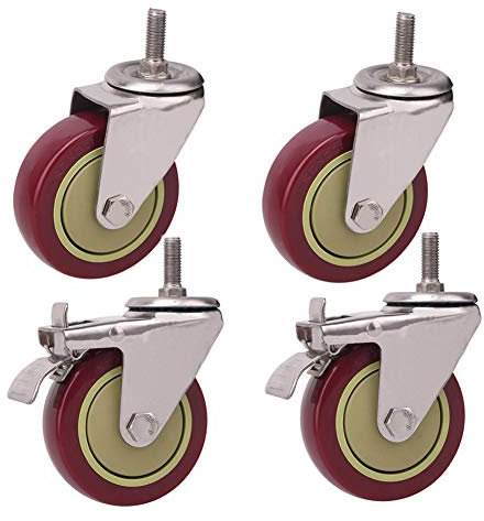 4 Gewinde M12 × 30mm Schwerlastrollen Industrieller Transport Lenkrollen Mit Bremse 75 mm / 100 mm Lenkrollen 400 kg Universal Leise Möbelrollen Stahlkugellager Stielrollen