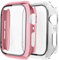 Fengyiyuda (2 Pack Coque Compatible avec Apple Watch 38/40/42/44mm avec Ultra Film en Protection TPU Convient,Shock-Absorption Case pour IWatch Series se/6/5/4/3/2/1,Rose Gold/Clear,44mm