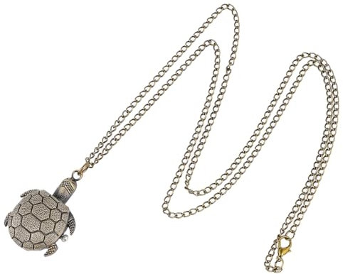 Hemobllo Taschenuhr mit Kette Antiken Quarz Klassische Vintage Taschenuhr Bronze Schildkröte Anhänger Halskette Uhr