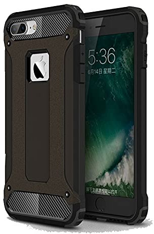 Armoured™ Tactical Tough Rugged Military Style Hybrid Hard PC and Soft TPU Rear Case Cover for Apple iPhone 7 Plus / 8 Plus - Black