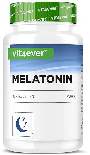 Melatonin - 365 Tabletten - 0,5 mg pro Tagesdosis (1/2 Tablette) - Ohne unerwünschte Zusätze - Hochdosiert - Vegan