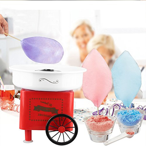 Willonin Zuckerwattemaschine, Retro Trolley Mini-Zuckerwattemaschine, geeignet für Familie, Party, Festival, Vergnügungspark Europäischer Standard 31 * 31 * 30cm (rot)