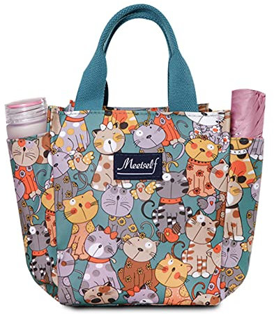 FANDARE Bolsas Porta Alimentos Bolsa de Almuerzo Lunch Box Bolso Nevera Portatil Mochilas de Picnic para vajilla de Exterior y Picnic Hombres Mujeres Camping Barbacoa Oficina Escuela Viaje(Gato)