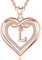 AEONSLOVE Kette mit Buchstaben L Namen Halskette Damen Rosegold Kupfer Herz Initialen Anhänger mit Zirkonia Alphabet Charm Schmuck für Frauen Mädchen, 45,7 cm Kette
