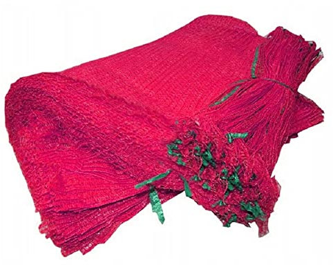 100 x Net Sacks 42 x 60 cm / 16.5 x 23.5 Max Load 15 Kg Non-Stretch with Drawstring, Raschel Bags, Mesh Sacks for Vegetables, Kindling Wood, Logs, Onion, Carrot, Potato (Maroon)