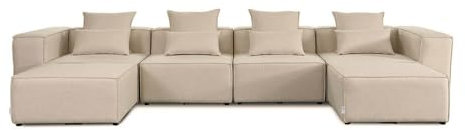 Home Deluxe - Sofa Verona - Beige, Größe: XXL - ca. 414 x 70 x 207 cm, Sitzhöhe: 46 cm, Sitztiefe: 80 cm, inkl. Kissen I Modulares Sofa Modulsofa Ecksofa Wohnlandschaft