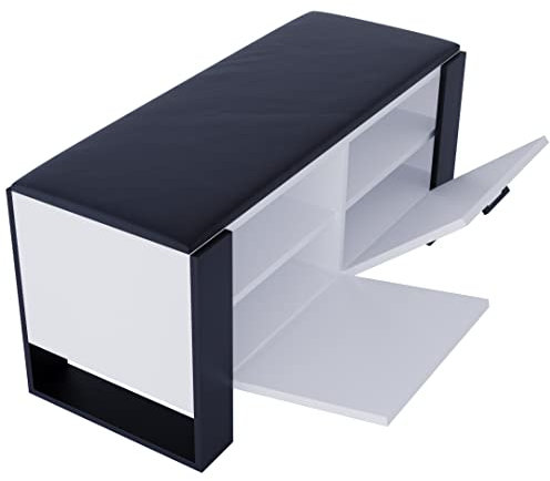 MRBLS Schuhschrank mit Sitzbank - Modernes Design & Robuste Qualität – Schuhregal Geschlossen Schuhbank Garderobenbank mit Sitzfläche Sitzpolster – erhältlich in 6 Farben (Weiß Matt - Schwarz Matt)