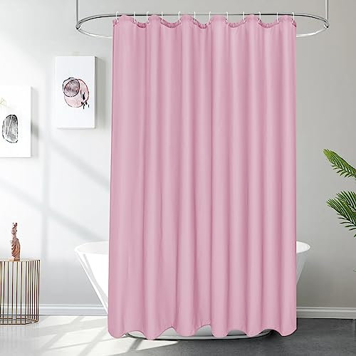 EurCross Rideau de Douche Anti Moisissure 180x180 cm, Rideau Douche Tissu Imperméable Polyester,Rideaux de Douche Rose pour Salle de Bain et Baignoire avec 12 Crochets