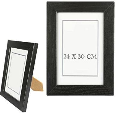 Etrexonline Marco de Fotos Elegante, 24 x 30 cm, Negro, Fabricado en Madera con Panel de Cristal, Perfecta para Resaltar Tus Recuerdos y Añadir un Toque de Estilo a Tu Decoración del Hogar