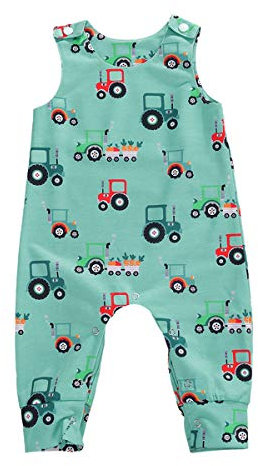 Baby Girl Boy Cartoon Patterns Jumpsuit Dungarees Sleeveless Round Neck Applique Animal Baby Infant Kid Toddler Romper Overall Little Boys Girls Overalls Casual (Sky Blue Tractor, 2-3 Years)