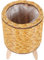 Happyyami Pot De Plante Tissé Panier en Rotin Rustique sur Pieds en Bois Tissage Pot De Fleur en Osier Support De Plante pour L'affichage De Plantes D'intérieur Et D'extérieur