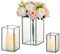 Glasseam Kerzenständer Schwarz Metall, Kerzenhalter Stumpenkerzen, Klar Windlichter Glas Set von 3, Windlicht Weihnachten für Hochzeit Tisch, Chic Kerzenglas Gross für Esstisch Home Dekoration