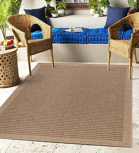 Carpettex Outdoor Teppich Wetterfest 280x370 cm Sisal & Jute Optik Natur - Ideal für Balkon, Garten, Terrasse, als Küchenteppich - Teppich Waschbar, Wasserfest, Pflegeleicht, Vintage Design