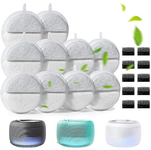 10+10 Stück Filter Katzenbrunnen für 84 FL oz/2.5L Trinkbrunnen,10 Stück Kohlefilter und 10 Stück Schaumfilter