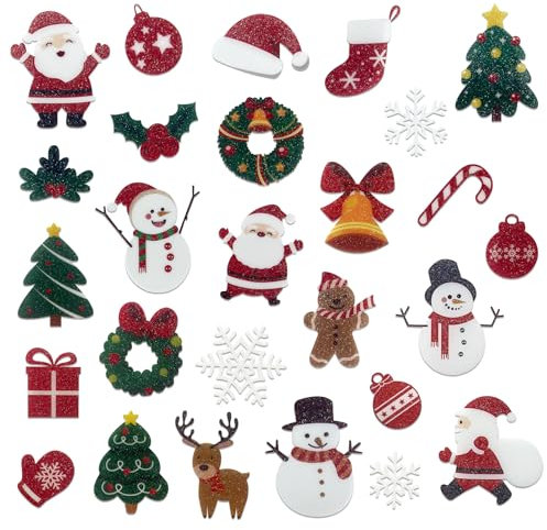 JOYEASE Weihnachts Sticker Set, 270 Glitzer Sticker Aufkleber Weihnachten, Bunte Motiv Weihnachtssticker Selbstklebend Weihnachtsdeko für Pakete, Briefe und Geschenke(10 Bogen)