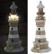 Cepewa LED Deko Leuchtturm │ Holz Kiefernholz Jute H29cmn │ weiß grau Maritime Dekoration │ Leuchtfeuer Richtfeuer (1 x LED Leuchtturm H29cm)