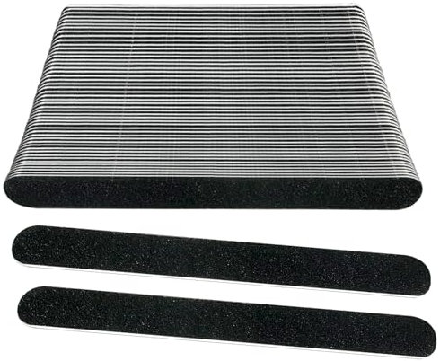 Emory Board Lime per unghie (50 pezzi), grana 100/180, in legno, per unghie naturali, 17,8 cm, set di strumenti per manicure, usa e getta, per casa, salone, nero