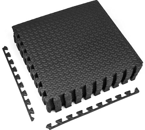 Crystals Gym Floor Mats, Foam Mats, Interlocking Mat Puzzle EVA Floor Tiles, Non Slip Rubber Cushion For Home Workout with Adhesives (4 Mats (16 Sq Ft.))