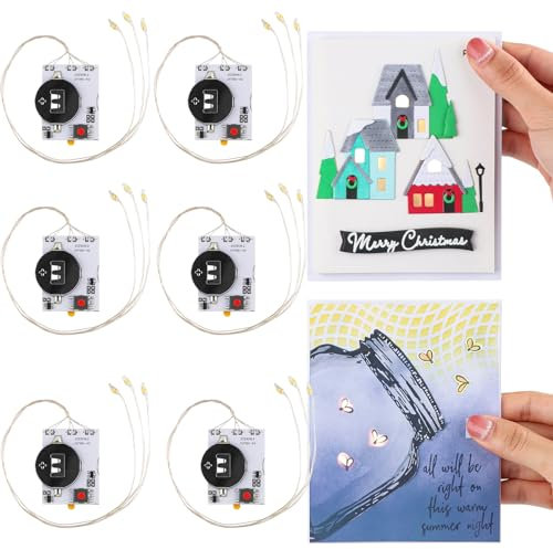 Unidades de iluminación autoadhesivas con LED blanco cálido para hacer tarjetas, 6 unidades de luz con 3 luces LED fáciles para hacer tarjetas iluminadas, añade luces a tarjetas cocteleras hechas a