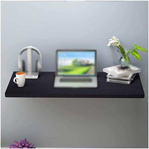 AVIMYA Mesa Plegable de Cocina y Comedor, Mesa Plegable de Pared Negra, Tablero Artificial, Mesa Plana pequeña para el hogar, Marco de Mesa de Almacenamiento de Pared, Mesa de Estudio de Oficina para