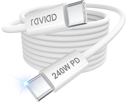 RAVIAD 240W Cavo USB Type-C Ricarica Rapida 2 Metri, Cavo USB C USB C PD3.1 QC4.0 Cavo Type C to Type C per iPhone 16/15 Pro Max, Samsung S24 S23, MacBook Pro/Air, Pad Pro/Air, Laptops, Google Pixel