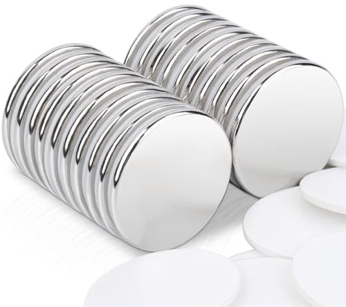 20 Stück Neodym Magnete Extra Stark 25x2mm,Magnete Stark Magnete für Magnettafel,Magnete Klein Rund Magnete mit Doppelseitigem Klebstoff Magnete selbstklebend Stark für Whiteboard Küche, Basteln, Büro