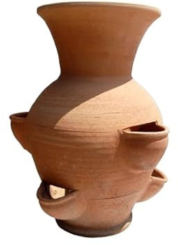 Plantation de fraises en terre cuite, pot en céramique avec 4 trous d'irrigation pour intérieur et extérieur, 50 cm