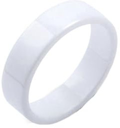 Stfery Ringe Keramik Damen, 6mm Weiß Ring Einfach Hochzeitsring Damen