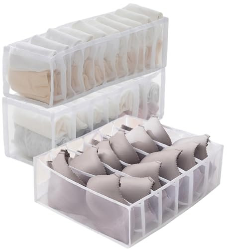Organizer per cassetti per biancheria intima Organizzatore di vestiti Organizzatore cassetti intimo pieghevoli Organizzatore per cassetti per calzini Divisorio per cassetti(3 Pezzi)