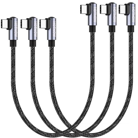 HOTNOW USB C to USB C Cable Right Angle 0.3m 3Pack, 30cm PD 65W Type C USB 2.0 Fast Charge Cord