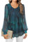 Gemulate Blouses for Women UK Chiffon Tops for Women Peacock Blue Top Long Sleeve Top Crew Neck Party Tops for Womens Ladies Evening Blouse - Peacock Blue, M