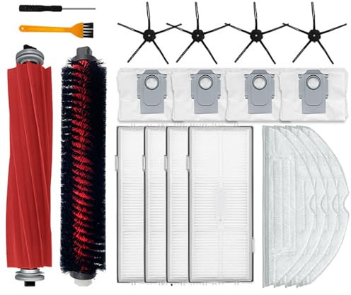 20 Piece Accessory Set for Roborock S7 Maxv Ultra/ S7 Pro Ultra, Replacement Parts Set for Robot Vacuum Cleaner, 1 Self-Cleaning Brush, 1 Main Brush, 4 Dust Bags, 4 Filters, 4 Side Brushes, 4 Wipes