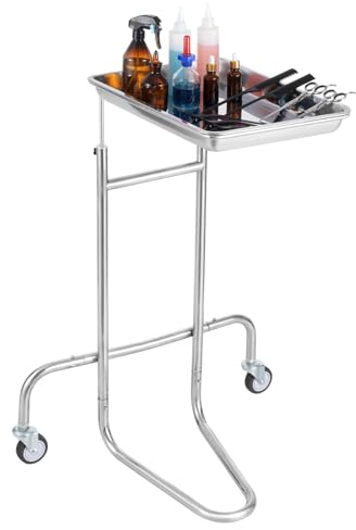 VEVOR Stainless Steel Lab Carts, Lab Utility Cart with Single Tray, Mobile Medical Cart with 2 Silent Wheels, Lab Rolling Cart for Lab, Clinic, Hospital, Salon