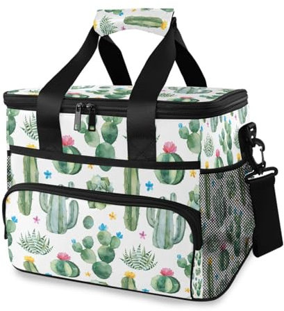 Fresh Green Kaktus Kühltasche Thermo Isolierte Picknicktasche Groß Auslaufsicher Kühltasche Lunchbox für Erwachsene Männer Frauen