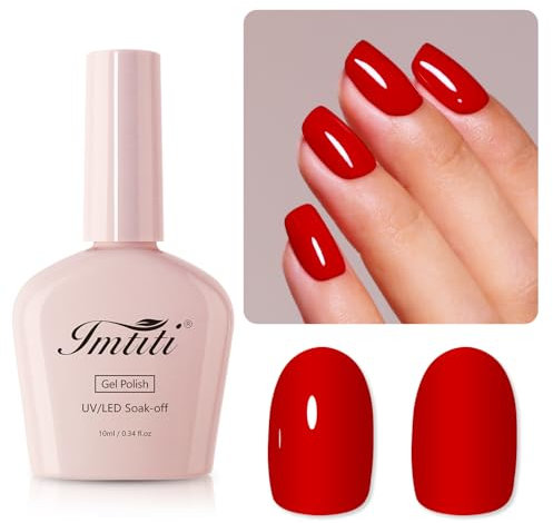 Imtiti Apple Red Gel Nail Polish - DIY Nail Art Starter Kit for Women & Girls, 10ML Soak Off LED UV Christmas Red Nail Gel