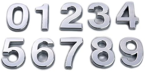 SENYAKI Türnummer House Number Outdoor Sticker Apartment Self Adhesive Digits Hotel Office Address Residential Door Plate Number On The Front Door(Silver,100X70 MM_Number 4)