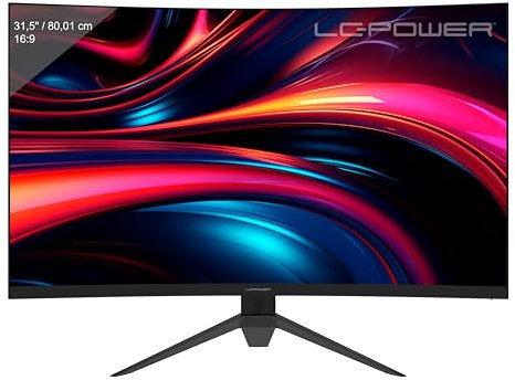 LC-POWER LC-M32QC 32 Zoll QHD Curved Monitor, 2560 x 1440, 180 Hz, 1 ms MPRT, AMD FreeSync, 3500:1, 1500R, 16:9, VA Panel, 122,1% sRGB, 93,6% DCI-P3, Schwarz