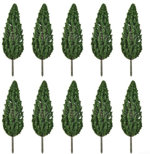 Komplettes Set mit 10 grünen Kiefern, perfekt für Modelleisenbahnen, Dioramen und Landschaftsprojekte