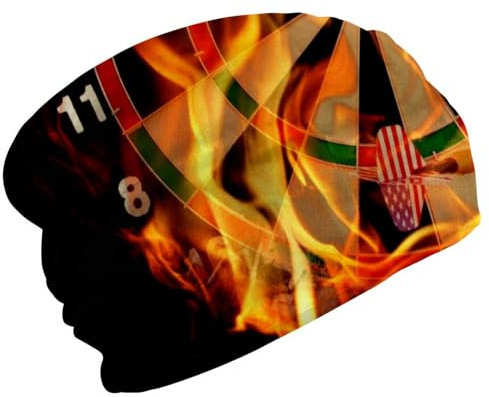 Beanie-Mütze für Damen und Herren, Unisex, dehnbare Schädelmützen, weicher Samt, Wintermütze, Beanie für Laufen, Radfahren, Dart-Boart mit Pfeilen in Flamme, mehrfarbig, multi, Einheitsgröße