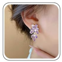 Cybche Boho Viola Cristallo Fiore Orecchini A Perno Strass Orecchini A Grappolo Fiore Cz Orecchini Scintillante Foglia Di Cristallo Orecchini Pendenti Matrimonio Lampadario Orecchini Gioielli Per Le