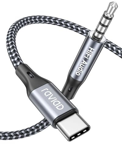 RAVIAD Cable AUX USB C a Jack 3.5mm, 1M Cable Jack a USB C Compatible con iPhone 15/15pro/15plus/15pro max, Samsung Galaxy S23/S22/S21 Ultra, Huawei P40, Auriculares, Hogar/Coche Estéreo