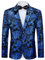 Autsel Sakko Herren Pailletten Glitzer Party Blazer für Herren Slim Fit Hochzeit Smokingjacke Jacquard Anzugjacke Casual Blau L