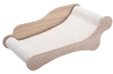 AMULONG Katzen Kratzbrett Katzenkratzbrett Holz Katzenkratzer Sommer Katzenbett Katzenkratzer for Hauskatzen Schützt Teppiche und Sofas(64x38x21.7cm)